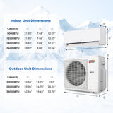 Costway 38,000 BTU 2 Zone 20 SEER2 Mini Split AC Heat Pump 70644572 New