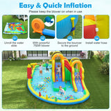 Costway 8-in-1 Giant Bounce House Water Park w/ 2 Long Slides & 750W Blower 54665035 New