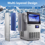 Costway 80 lbs/Day Stainless Steel Clear Spray Ice Maker 77506645 New