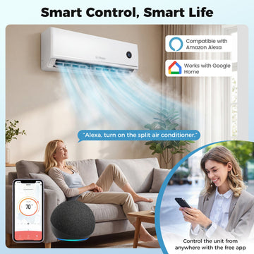 Costway 12000 BTU Smart Mini Split AC Heater Alexa Google Assistant 31687049 New