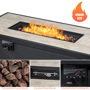 Costway 5-Piece Patio Furniture Set w/ Propane Fire Pit Table 13303743 New