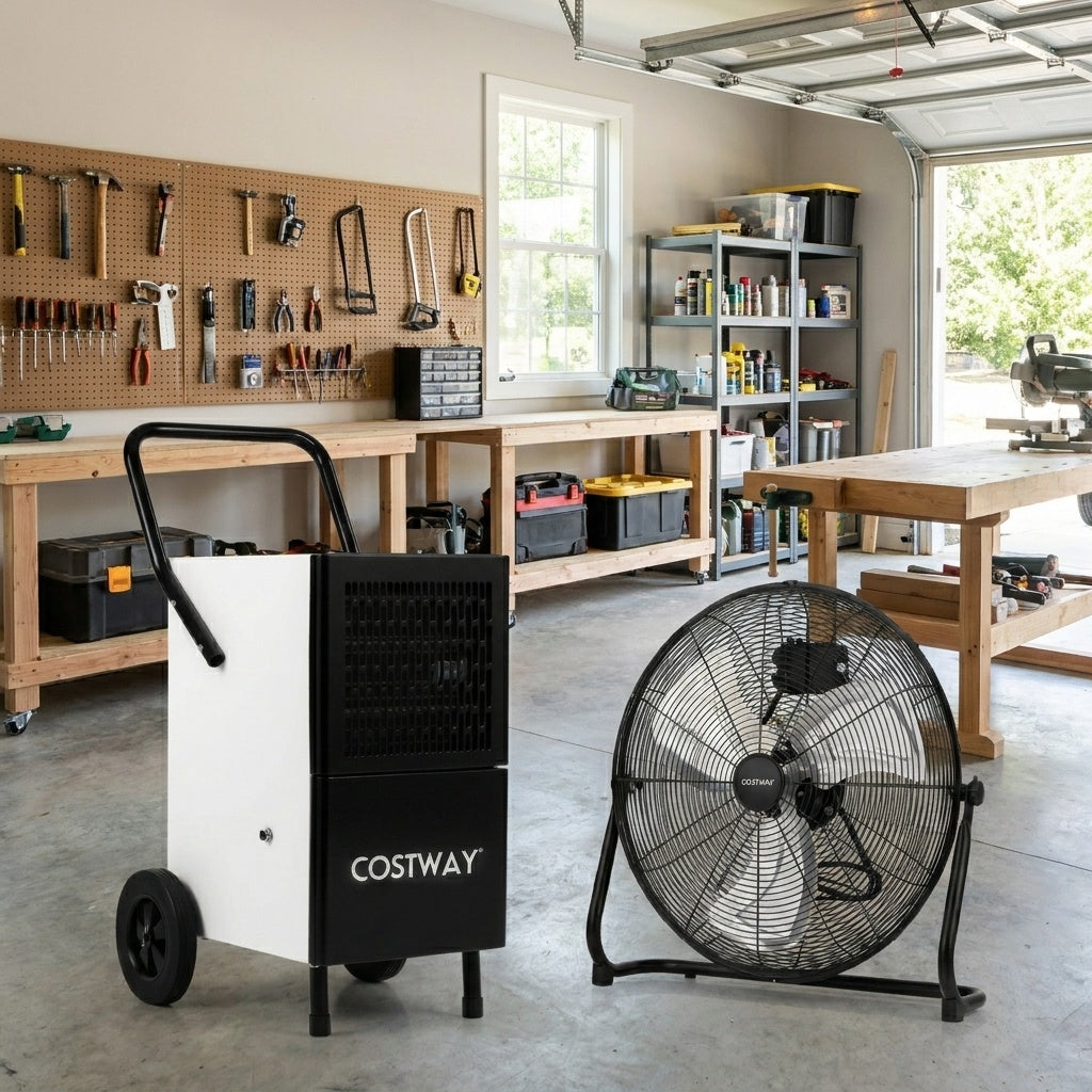 Costway Commercial Dehumidifier Heavy-Duty Metal Floor Fan Combo 92623066 New