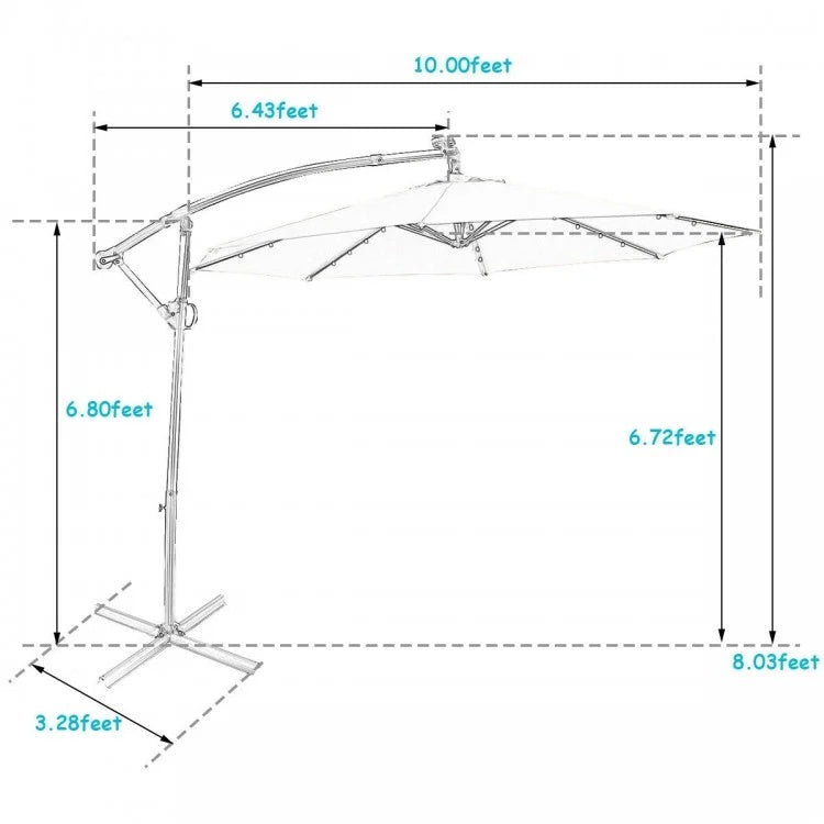 Costway 5-Pc Rattan Patio Furniture Set Water Slide 10' LED Offset Umbrella 34259613 New
