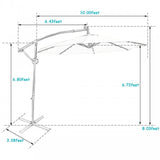 Costway 5-Pc Rattan Patio Furniture Set Water Slide 10' LED Offset Umbrella 34259613 New