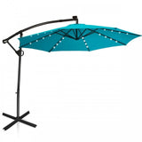 Costway 5-Pc Rattan Patio Furniture Set Water Slide 10' LED Offset Umbrella 34259613 New
