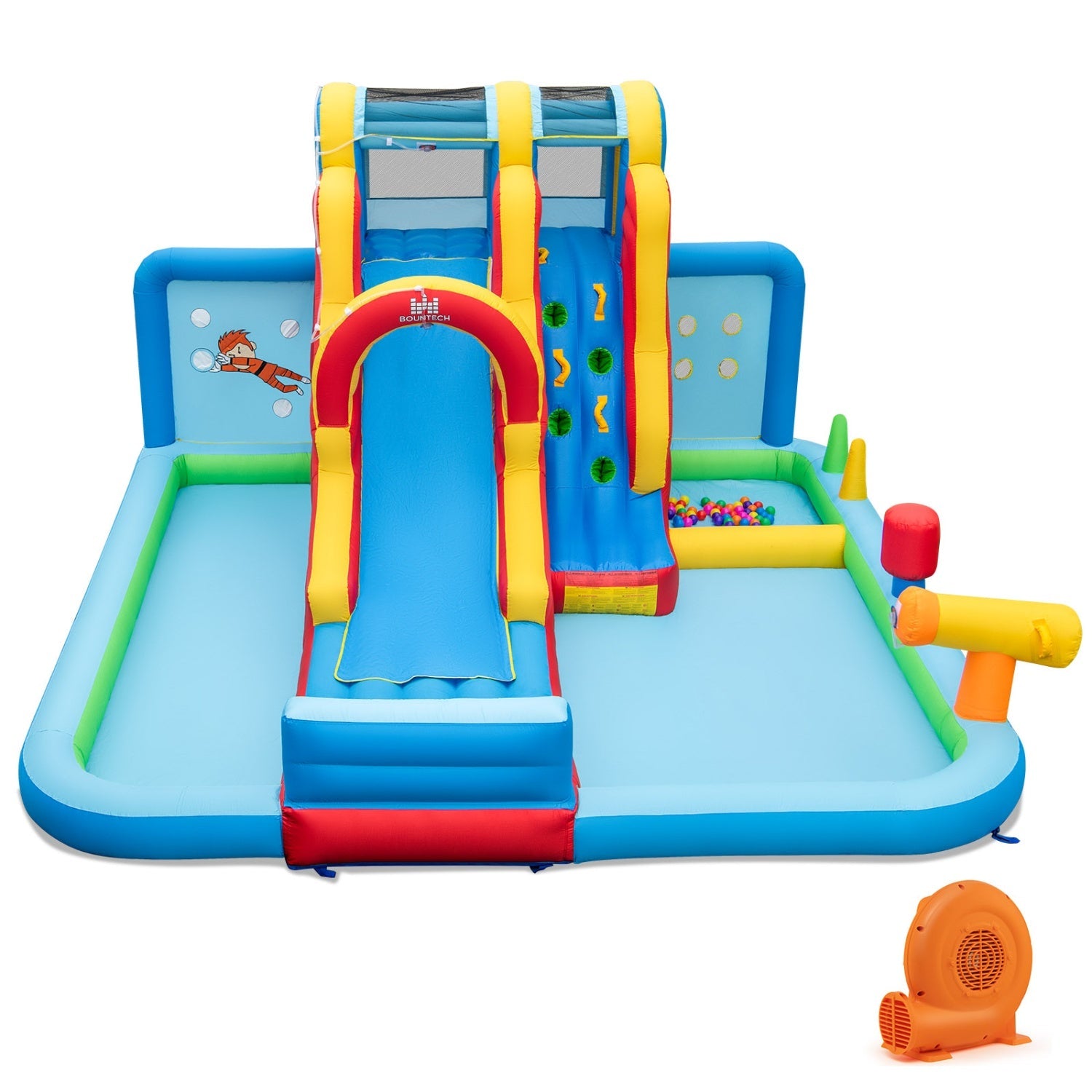 Costway 6-Pc Patio Rattan Furniture Inflatable Water Slide Park w/ 680W Blower 84924945 New