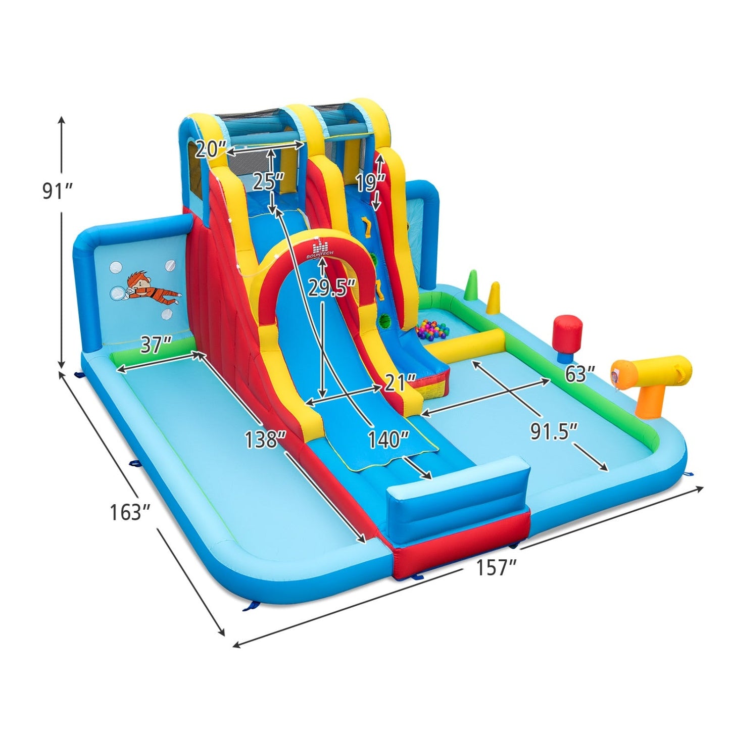 Costway 6-Pc Patio Rattan Furniture Inflatable Water Slide Park w/ 680W Blower 84924945 New