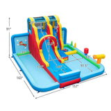Costway 6-Pc Patio Rattan Furniture Inflatable Water Slide Park w/ 680W Blower 84924945 New