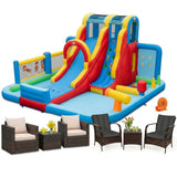 Costway 6-Pc Patio Rattan Furniture Inflatable Water Slide Park w/ 680W Blower 84924945 New