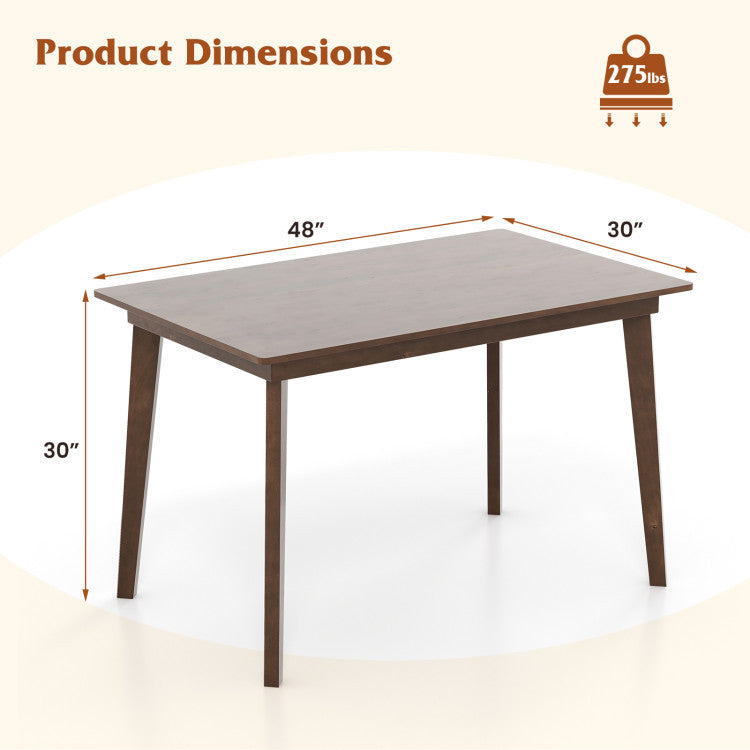 Costway 48" Dining Table Set for 4 w/ Rattan Chairs Mid Century Kitchen Dining Room 44356782 New