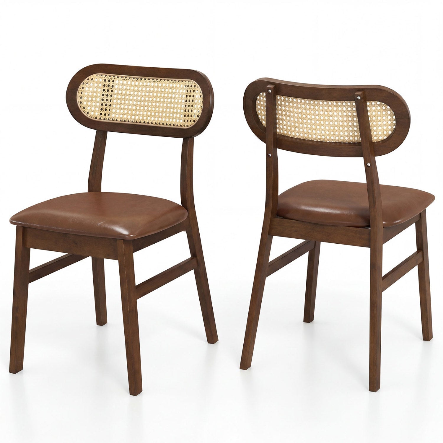 Costway 48" Dining Table Set for 4 w/ Rattan Chairs Mid Century Kitchen Dining Room 44356782 New