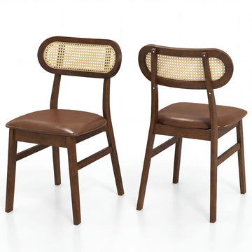 Costway 48" Dining Table Set for 4 w/ Rattan Chairs Mid Century Kitchen Dining Room 44356782 New
