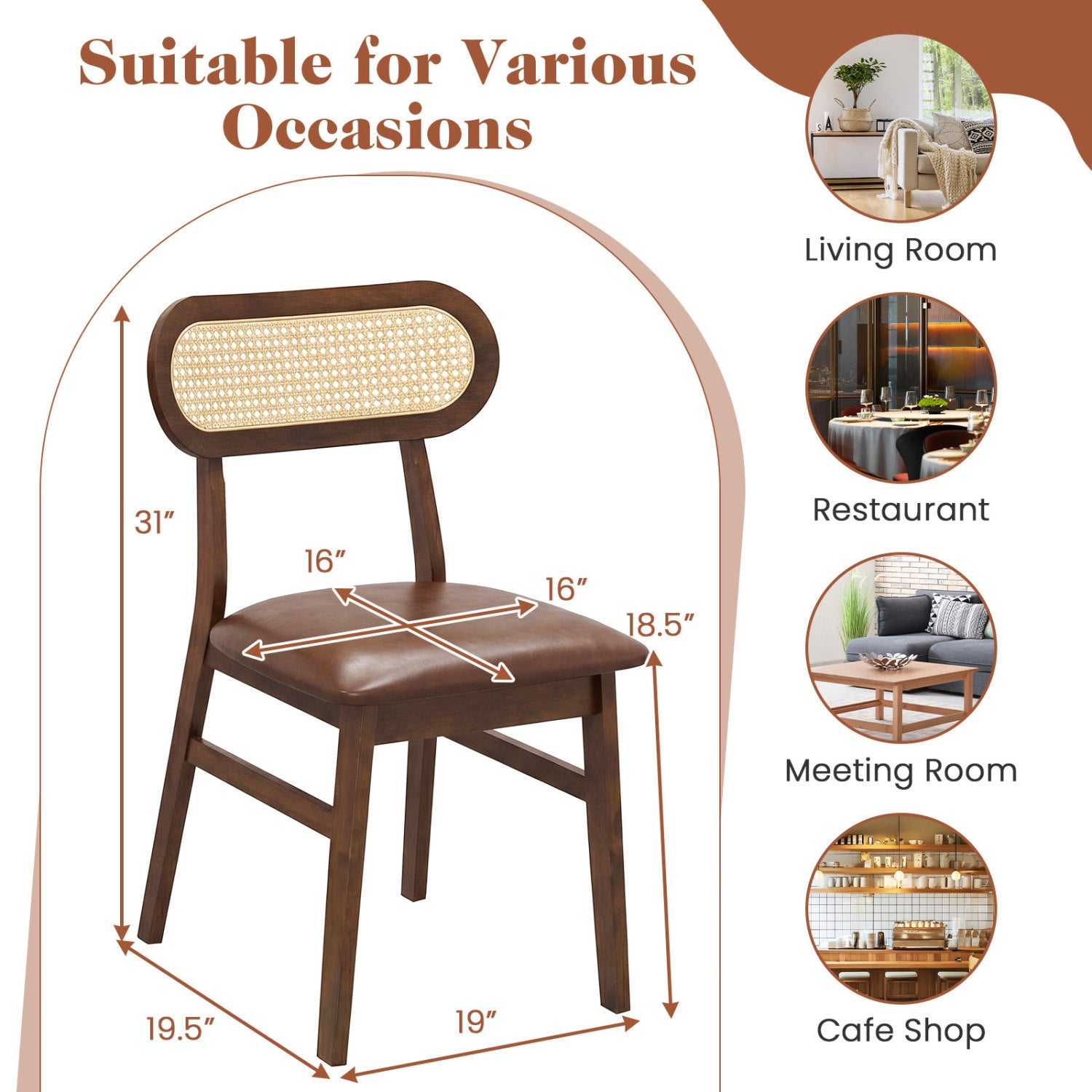 Costway 48" Dining Table Set for 4 w/ Rattan Chairs Mid Century Kitchen Dining Room 44356782 New