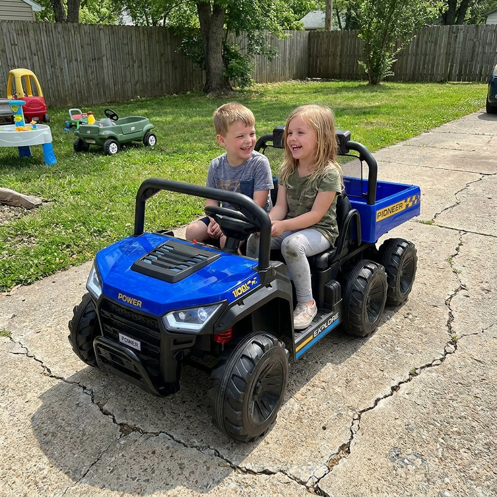 Costway 24V Kids 2-Seater 4WD Ride-On Dump Truck Electric Dump Bed 17438422 New