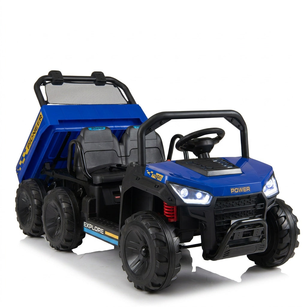 Costway 24V Kids 2-Seater 4WD Ride-On Dump Truck Electric Dump Bed 17438422 New