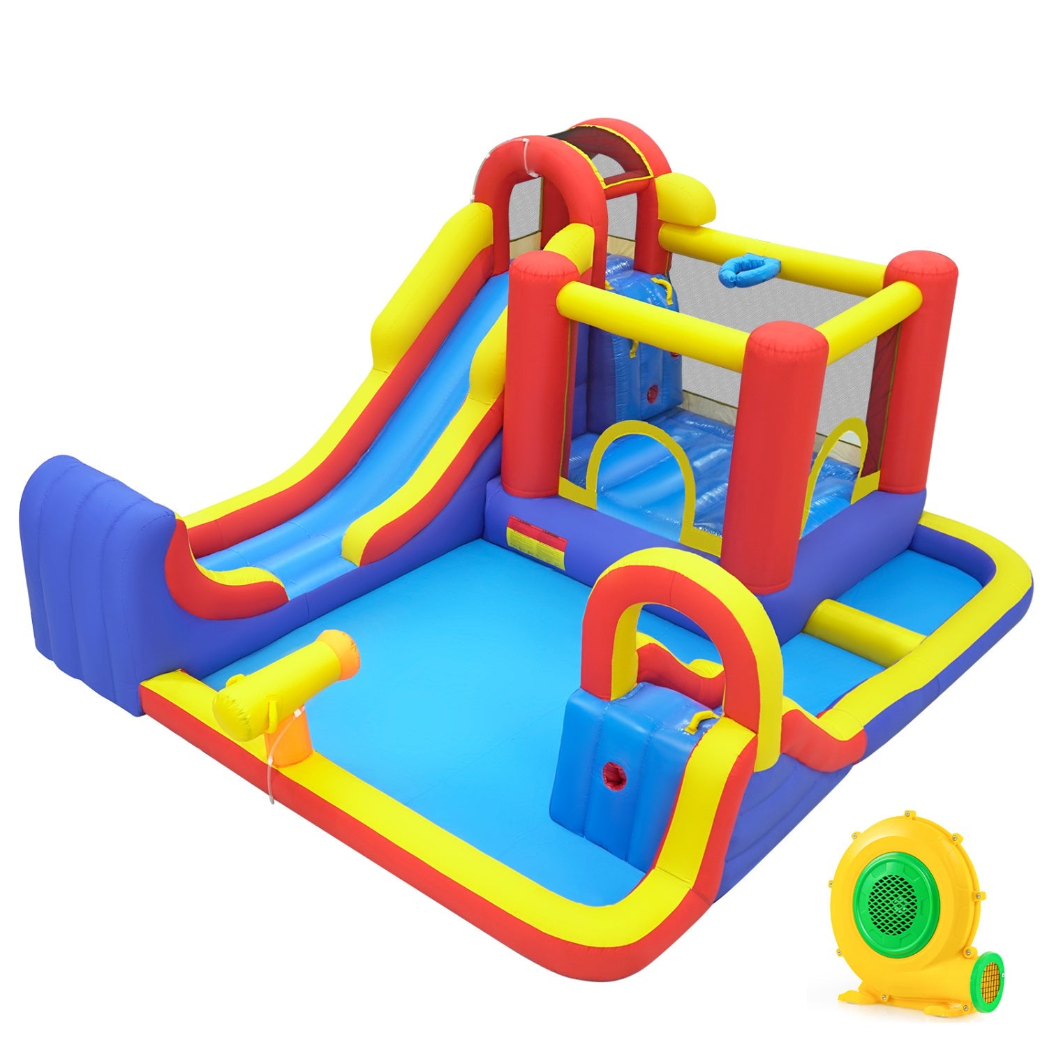 Costway 7-in-1 Outdoor Bounce House Dual Slides 680W Blower 99400419 New