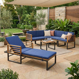 Costway Acacia Wood Patio Furniture Set Conversation Sofa Lounge Chair Dining Table 88288431 New