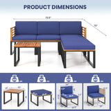 Costway Acacia Wood Patio Furniture Set Conversation Sofa Lounge Chair Dining Table 88288431 New