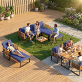 Costway Acacia Wood Patio Furniture Set Conversation Sofa Lounge Chair Dining Table 88288431 New