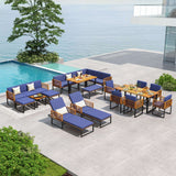 Costway Acacia Wood Patio Furniture Set Conversation Sofa Lounge Chair Dining Table 88288431 New