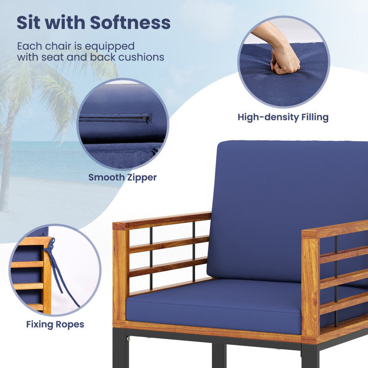Costway 7-Piece Acacia Wood Patio Furniture Set w/ Adjustable Chaise Lounge & Sofa 62260379 New