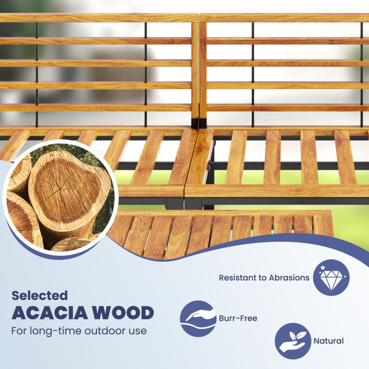 Costway 7-Piece Acacia Wood Patio Furniture Set w/ Adjustable Chaise Lounge & Sofa 62260379 New