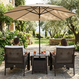 Costway 3-Pc Patio Lounge Set PE Rattan Conversation Set Umbrella Table 7.5' Tilt Market Umbrella 42797844 New
