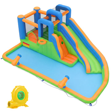 Costway Inflatable Water Slide Park w/ 780W Blower Splash Pool 40357348 New