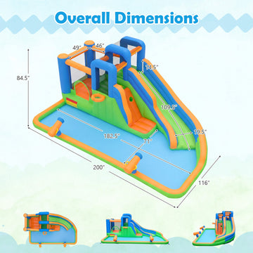 Costway Inflatable Water Slide Park w/ 780W Blower Splash Pool 40357348 New