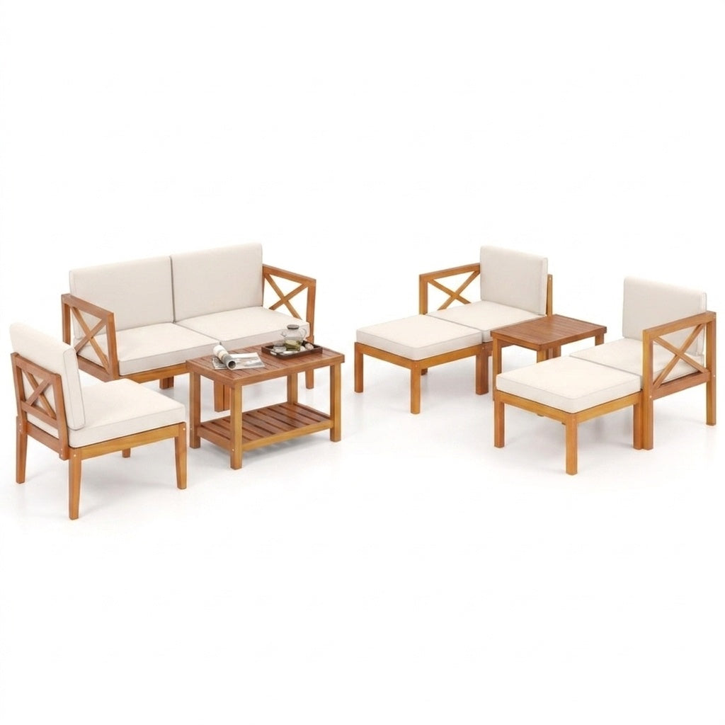 Costway 10-Piece Acacia Wood Outdoor Patio Furniture Set 91384568 New
