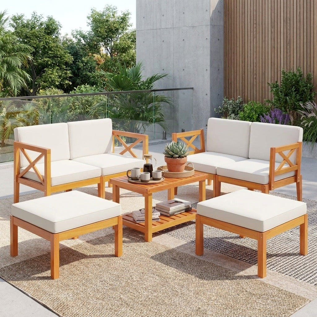 Costway 10-Piece Acacia Wood Outdoor Patio Furniture Set 91384568 New