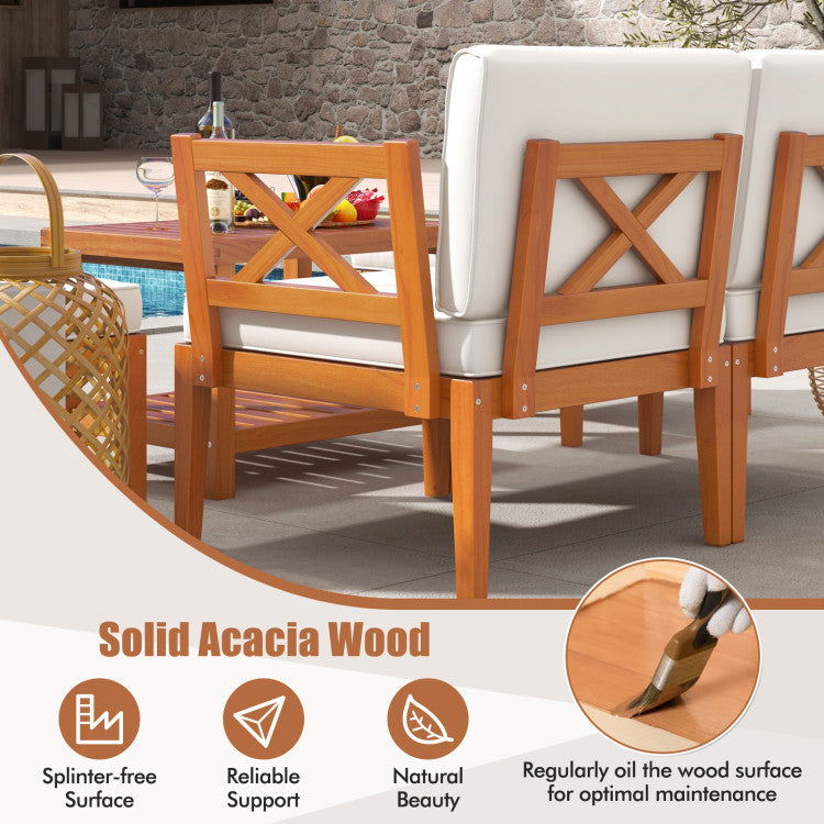 Costway 10-Piece Acacia Wood Outdoor Patio Furniture Set 91384568 New