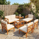Costway 10-Piece Acacia Wood Outdoor Patio Furniture Set 91384568 New