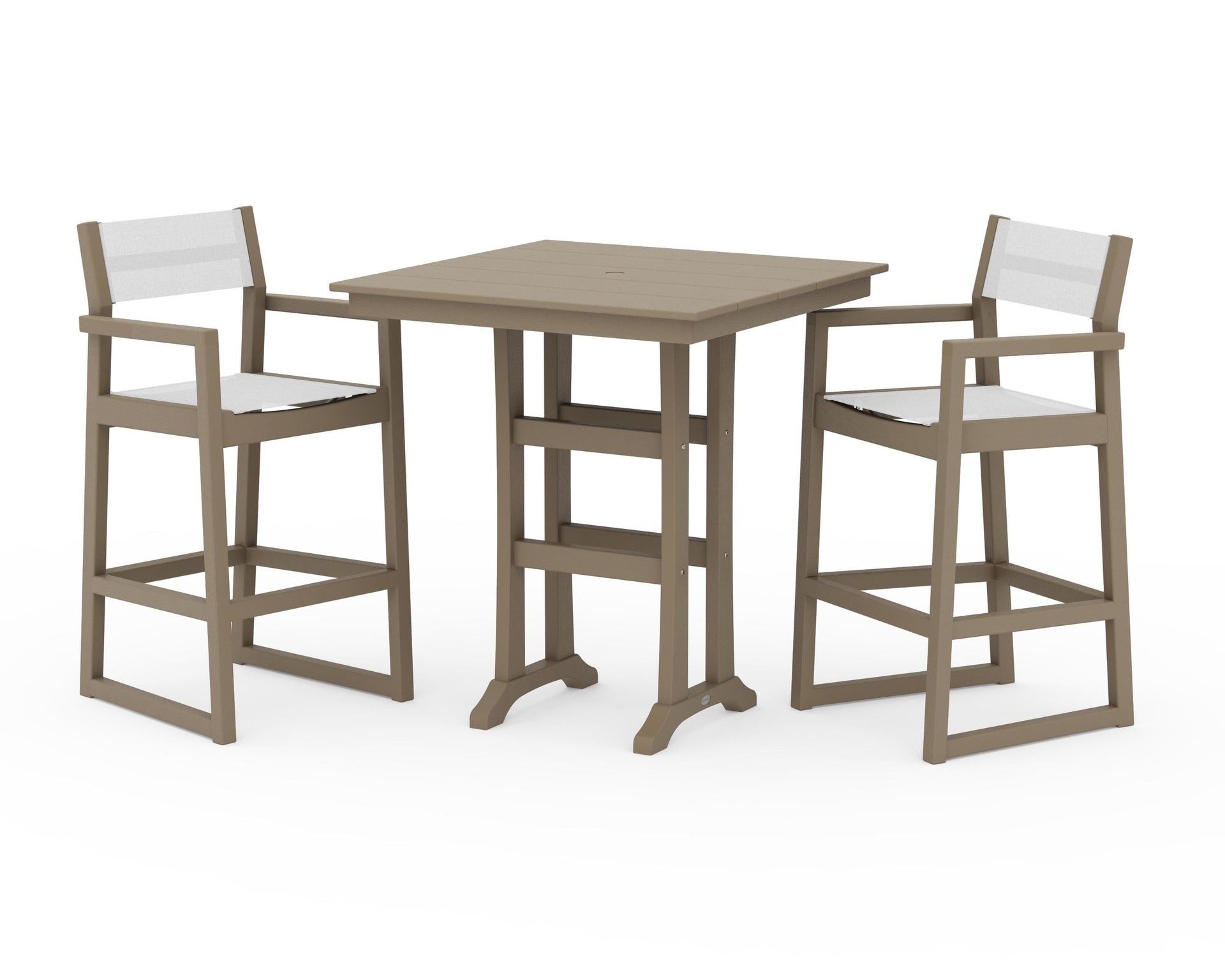 EDGE Sling Arm Chair 3-Piece Farmhouse Bar Set with Trestle Legs