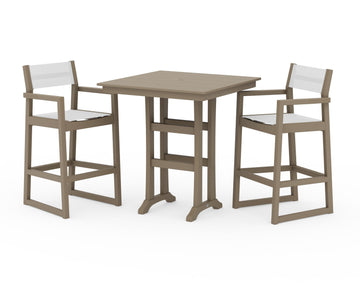 EDGE Sling Arm Chair 3-Piece Farmhouse Bar Set with Trestle Legs