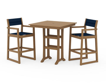 EDGE Sling Arm Chair 3-Piece Farmhouse Bar Set with Trestle Legs
