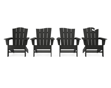 Wave Collection 4-Piece Adirondack Chair Set