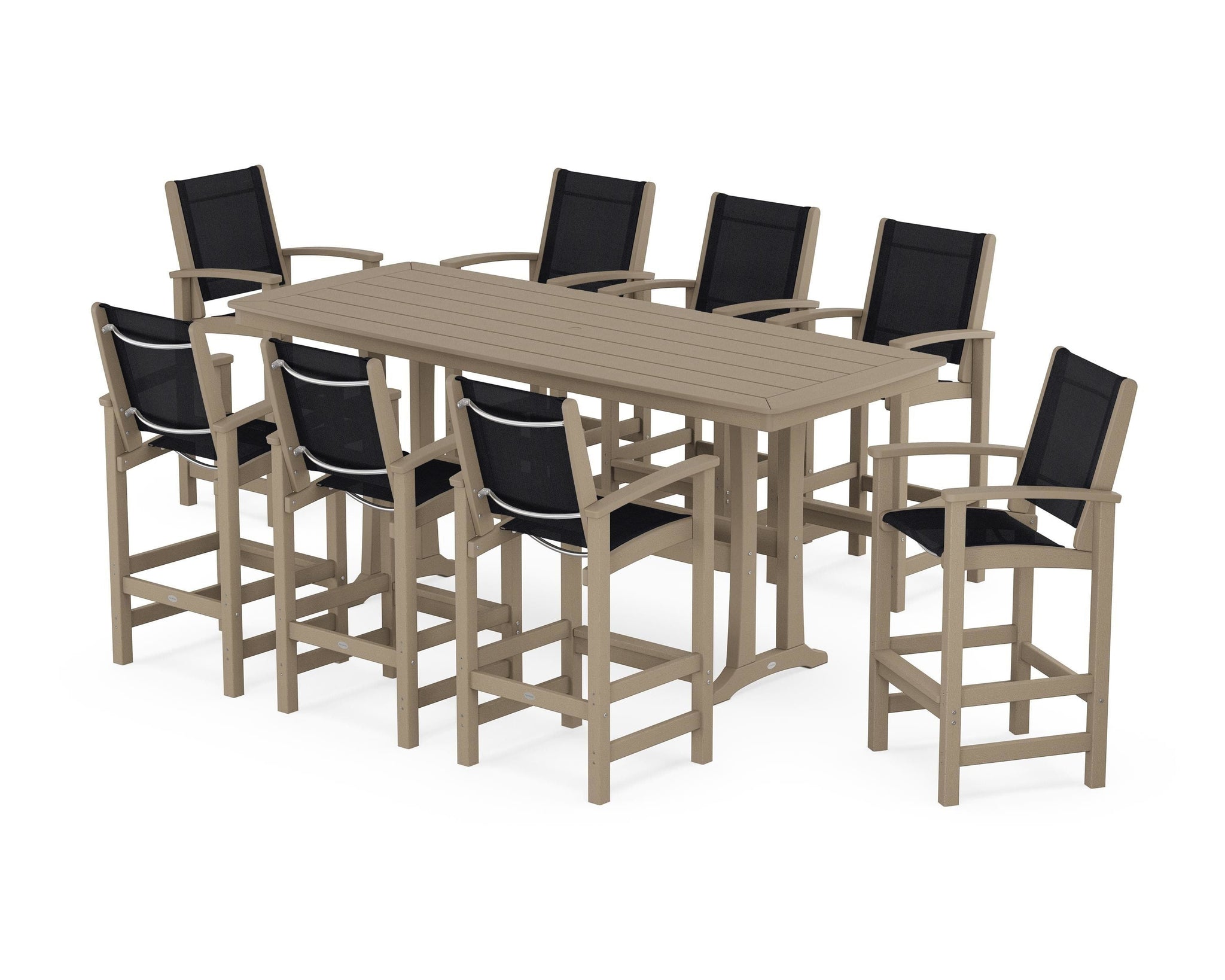 Coastal 9-Piece Bar Set with Trestle Legs