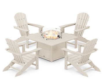 Palm Coast 5-Piece Adirondack Chair Conversation Set with Fire Pit Table
