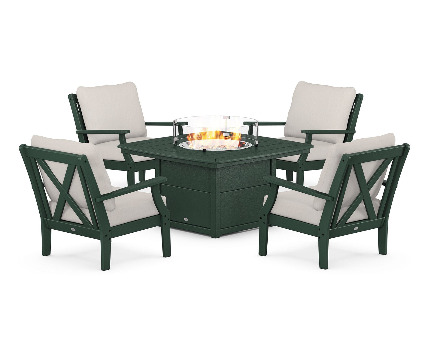 Braxton 5-Piece Deep Seating Conversation Set with Fire Pit Table