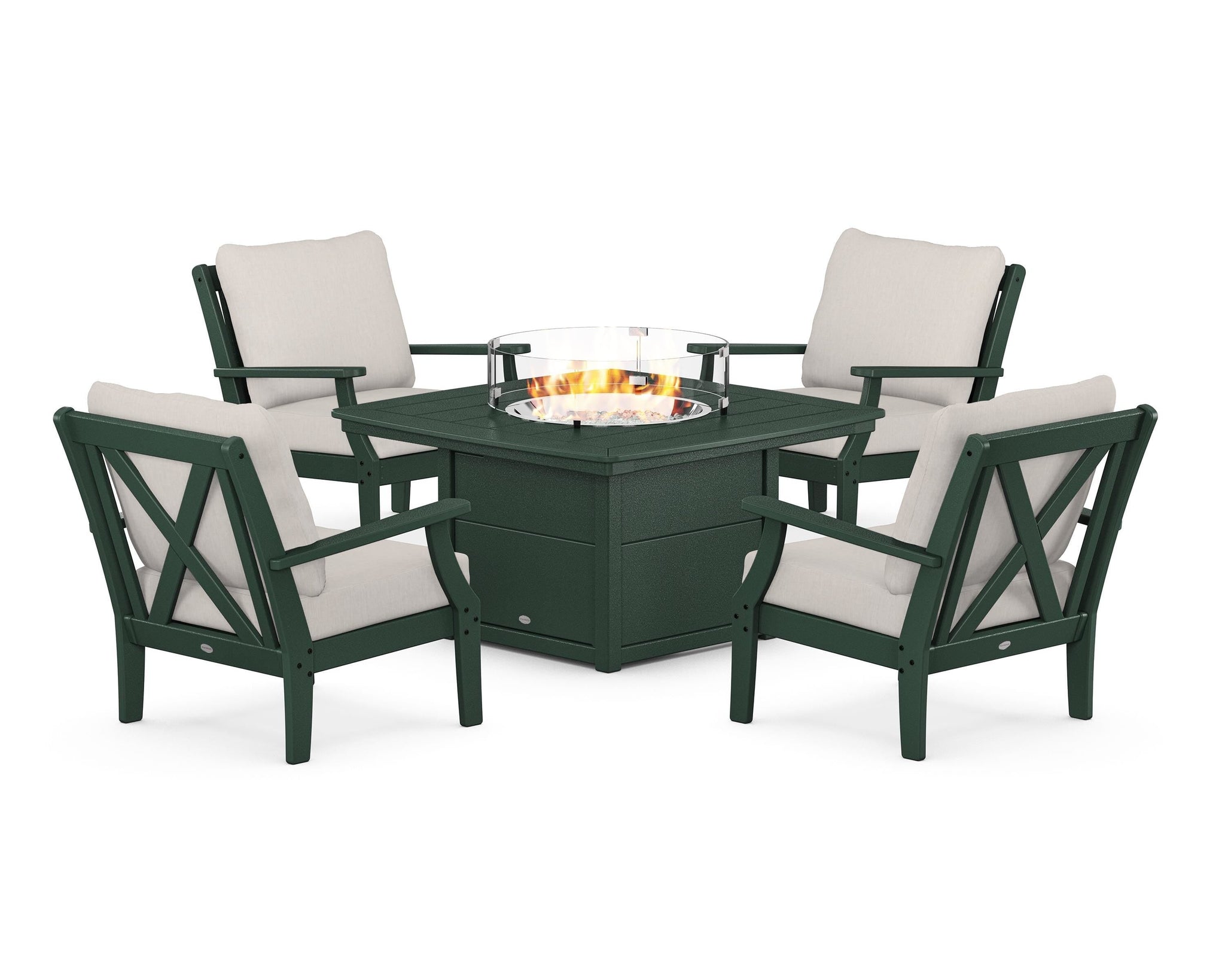 Braxton 5-Piece Deep Seating Conversation Set with Fire Pit Table