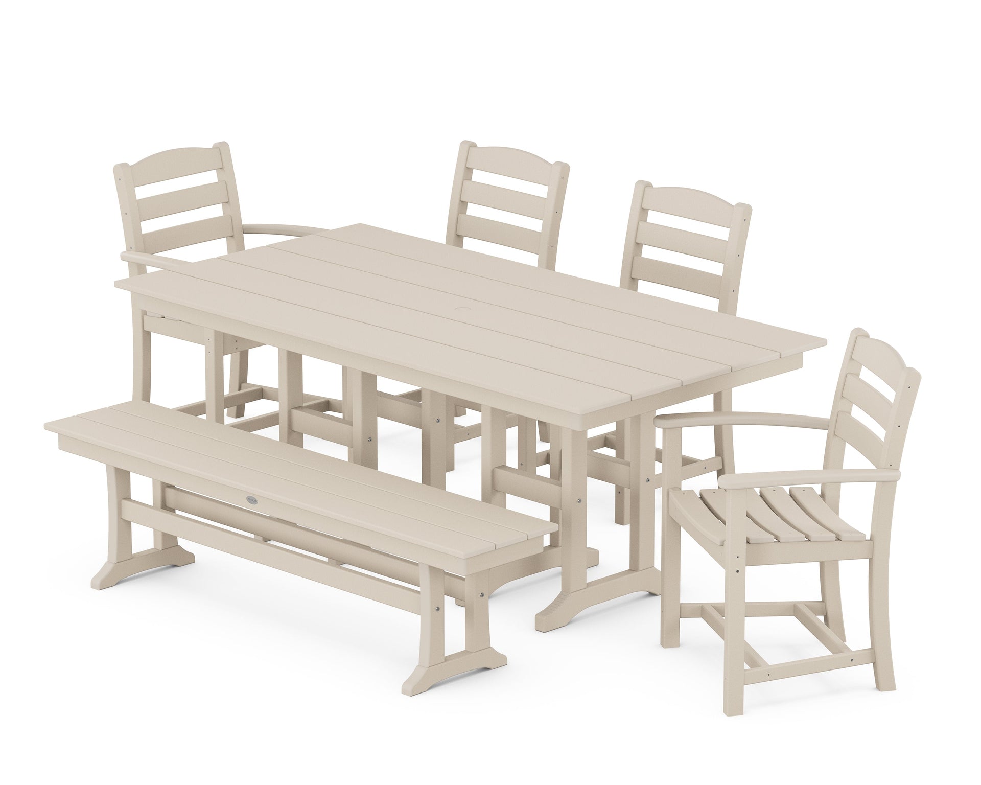 La Casa Café 6-Piece Farmhouse Dining Set with Bench