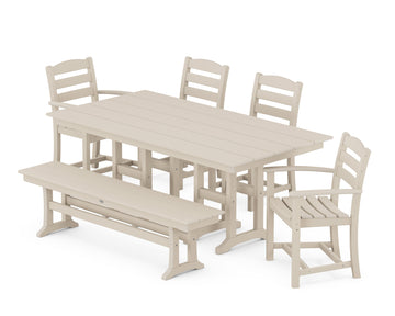 La Casa Café 6-Piece Farmhouse Dining Set with Bench