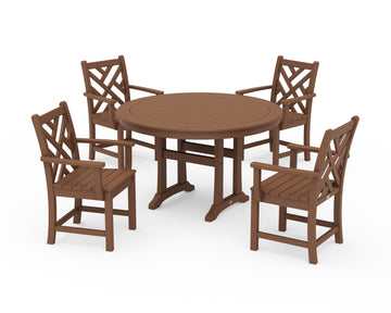 Chippendale 5-Piece Nautical Trestle Dining Arm Chair Set