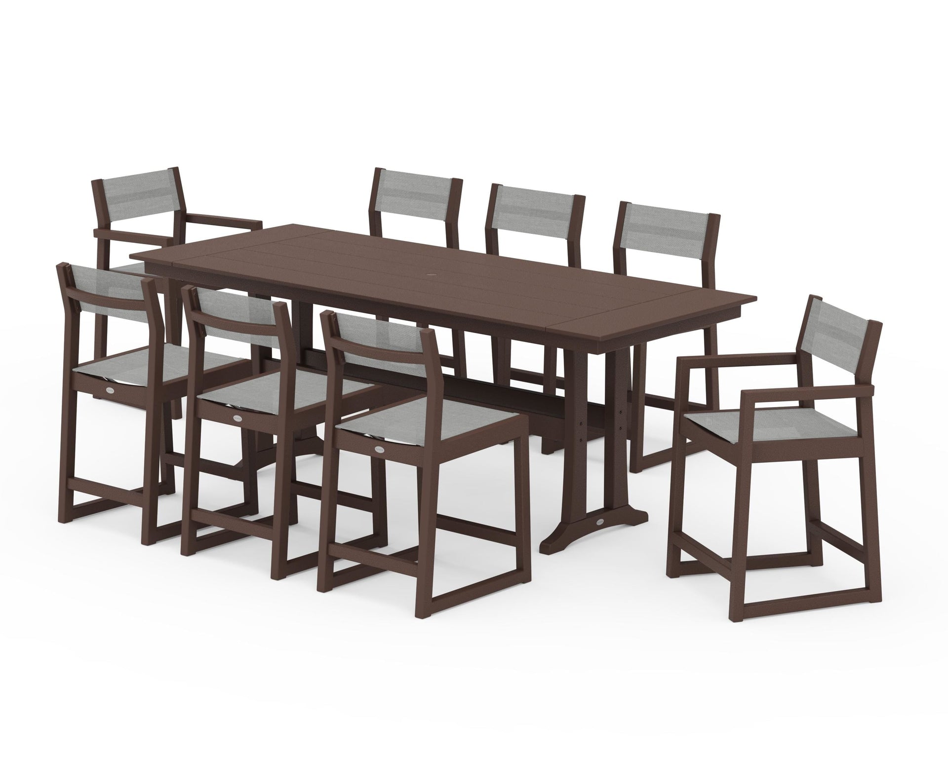 EDGE Sling 9-Piece Farmhouse Counter Set with Trestle Legs