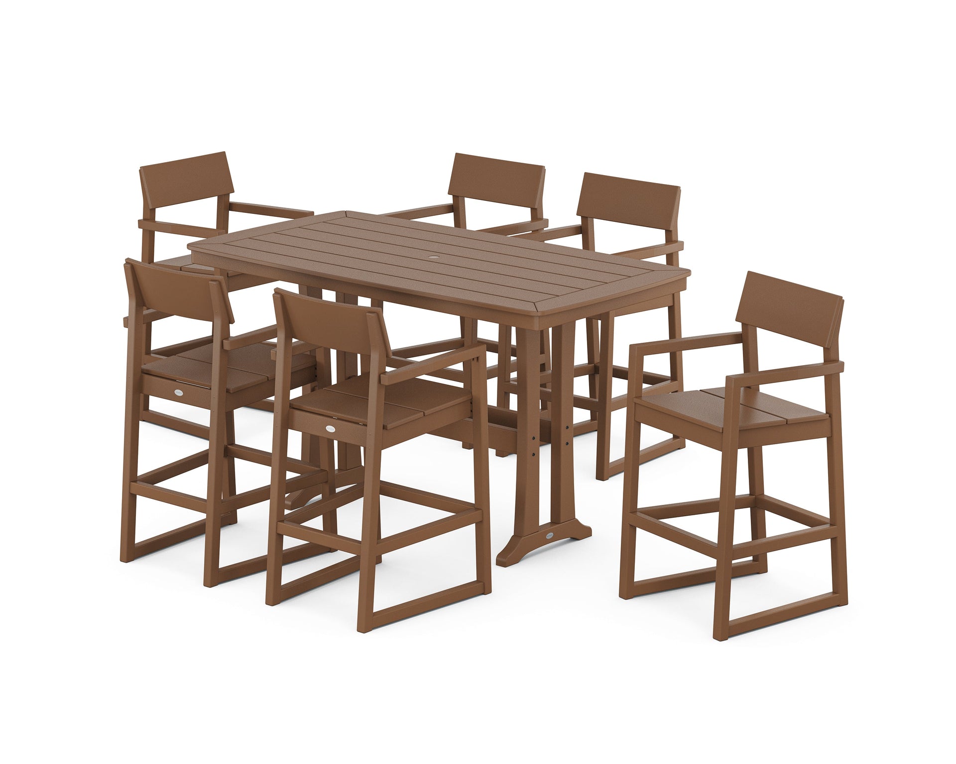 EDGE Arm Chair 7-Piece Bar Set with Trestle Legs