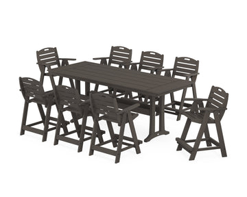 Nautical 9-Piece Farmhouse Counter Set with Trestle Legs