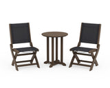 Coastal Folding Side Chair 3-Piece Round Bistro Dining Set