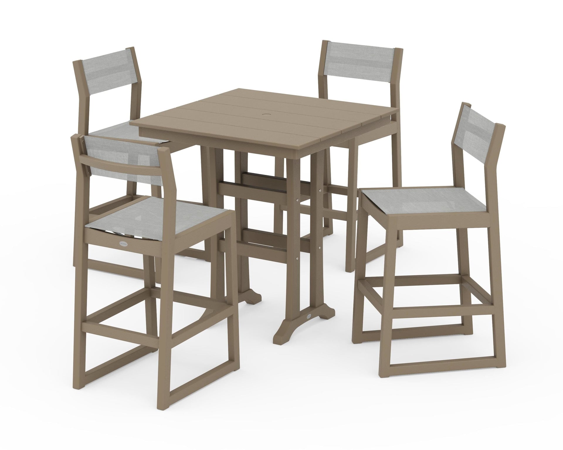 EDGE Sling Arm Chair 5-Piece Farmhouse Bar Set with Trestle Legs