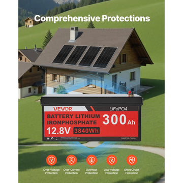 Vevor Solar Power Kit 800W 12V Complete Off-Grid System with 4 x 200W Monocrystalline Panels, 300Ah LiFePO4 Battery, 60A MPPT Controller & 2000W Inverter New